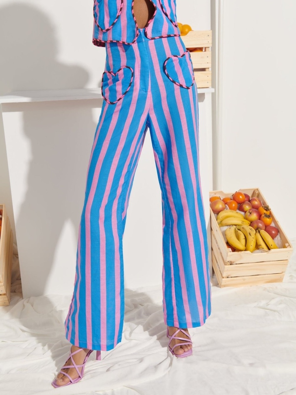 CeliaB VALERIA PANTS Striped Heart Pockets Size Medium